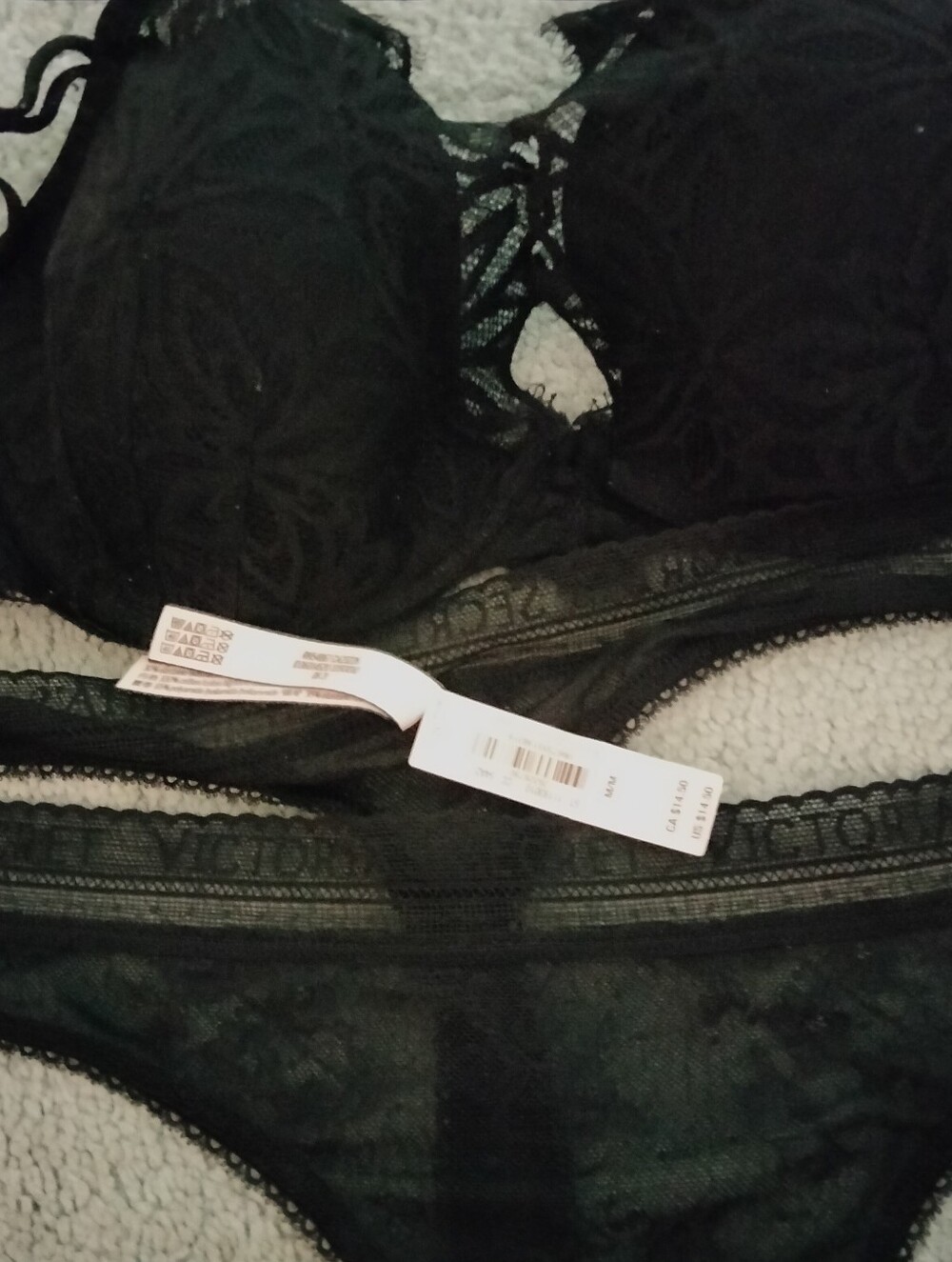 Victoria's Secret Black Lace Bra & Panty Set
